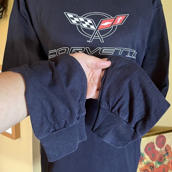 Vintage CORVETTE Size Large Race-Flags Logo Graphic Cotton Longsleeve TeeShirt - Picture 4 of 13